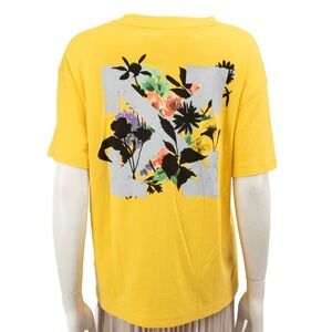 Off-White Yellow Floral Logo Print T-Shirt